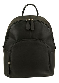Medium Leather Backpack - 19-0017 Black