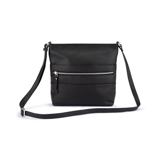 Top Zip Shoulder / Crossbody Bag - 21-0022 Black