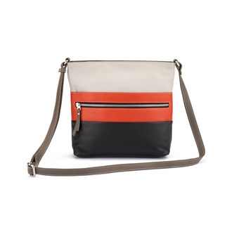 Top Zip Shoulder / Crossbody Bag - 21-0022 Orange Multi