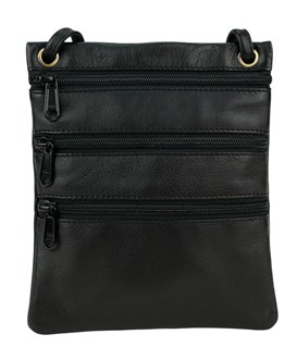3 Front Zip Sling / Crossbody Bag - 441 Black