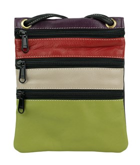 3 Front Zip Sling / Crossbody Bag - 441 Lime Multi