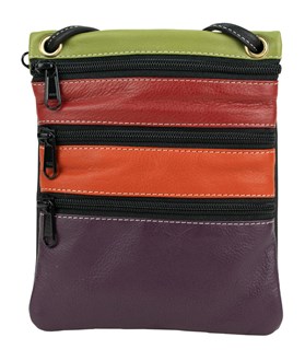 3 Front Zip Sling / Crossbody Bag - 441 Purple Multi