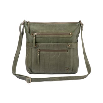 Front Zip Shoulder Bag VCB-004 Moss green